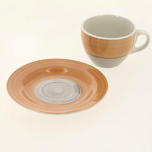 Пара чайная 250мл/блюдце ELRINGTON АЭРОГРАФ Оранж керамика 000000000001205673