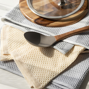 Полотенце кухонное 40x60см DE'NASTIA Вафля однотонный желтый хлопок 000000000001213586