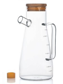 Графин 650мл LUCKY с бамбуковой крышкой боросиликатное жаропрочное стекло 000000000001217903