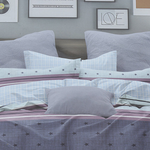 Комплект постельного белья 1,5-спальный LOVE&LIVE Полоска простынь 150х215см пододеяльник 145х215см наволочки 70х70см-2шт поплин 100% хлопок 000000000001210568