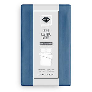 Комплект постельного белья 2сп 70х70см-2шт LUCKY синий страйп-сатин хлопок 000000000001218107