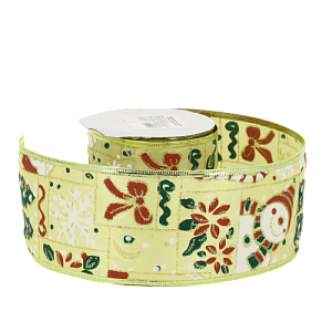 Украшение новогоднее Декоративная лента 6,3смх9м Снеговик полиэстер 000000000001208640