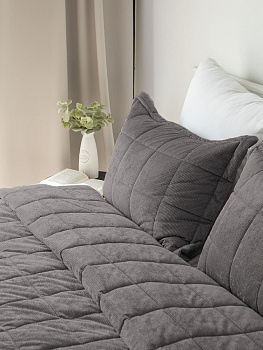 Наволочки декоративные 50x70см 2шт DE'NASTIA графит вельвет полиэстер 000000000001229000