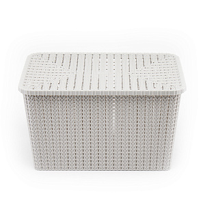 Корзина для хранения 35х24х20см с крышкой серый пластик 000000000001177321