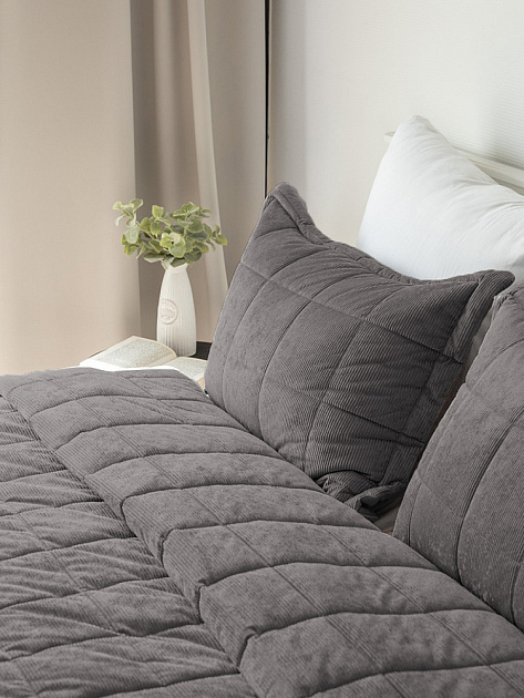 Наволочки декоративные 50x70см 2шт DE'NASTIA графит вельвет полиэстер 000000000001229000