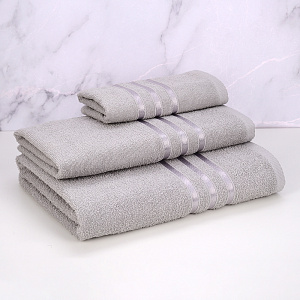 Полотенце махровое 30х60см DINA ME бордюр с 3 полосками серое плотность 380гр/м 100%хлопок 000000000001210280