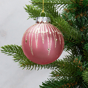 Набор новогодних шаров 3шт 8см Вуаль розовая роза пластик 000000000001209025