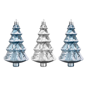Декоративное украшение Набор 3шт 11см Елка серия Голубая микс пластик 000000000001224112