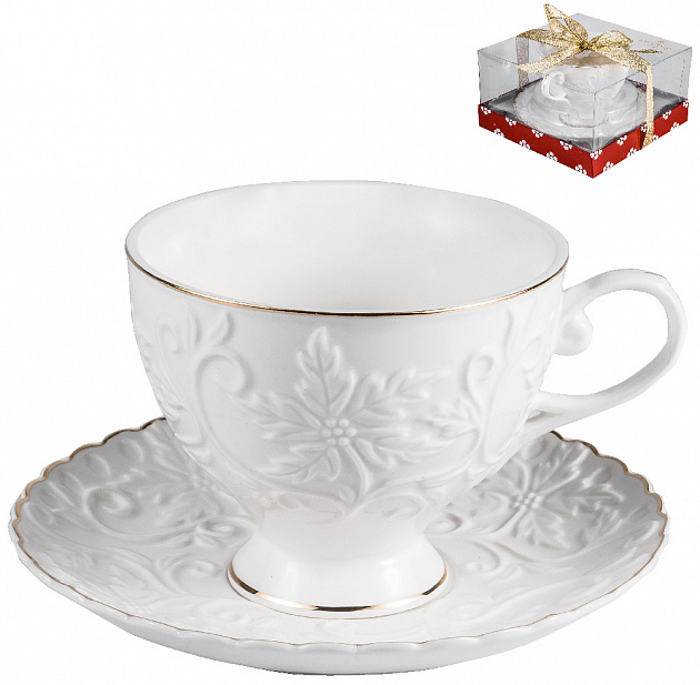 Чайная пара (чашка 220мл) BALSFORD Грация Лисиа подарочная упаковка с бантом фарфор 000000000001193996