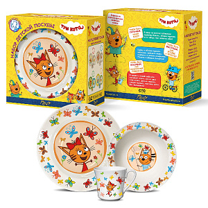 Набор посуды детский фарфор Три кота Бабочки,КРС-821 000000000001193702