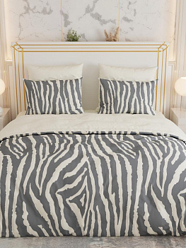 Комплект постельного белья Евро LUCKY (пододеяльник 200х220см, простыня 220х240см, наволочки 50х70см-2шт) Зебра сатин хлопок 000000000001225221
