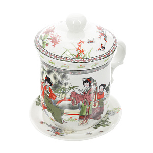 Кружка с блюдцем и сито TIMA Женщины с музыкой фарфор 000000000001132890