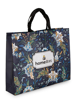 Сумка для покупок 47х36х10см HS цветочные узоры до 10кг синий пластик 000000000001227572