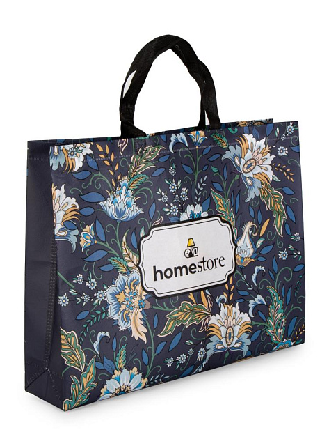 Сумка для покупок 47х36х10см HS цветочные узоры до 10кг синий пластик 000000000001227572