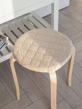 Чехол на табурет 33см DE'NASTIA круглый на резинке бежевый полиэстер 000000000001229937