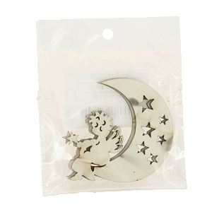 Декоративное украшение 7х8см Морозная Ангелок на луне дерево 000000000001180402