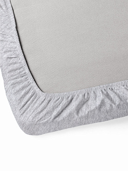 Простыня на резинке 90x200+25см DE'NASTIA серая меланж трикотажная 100% хлопок 000000000001211318