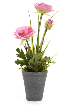 Цветок искуственный Мак в горшке 33см пластик 000000000001217052