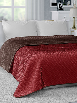 Покрывало DE'NASTIA двухстороннее 190x220см бордово-шоколадный атлас с 2х сторон 100%Полиэстер U000096 000000000001190051