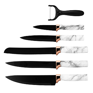 Набор ножей 6 предметов ручка мрамор металл 000000000001219557