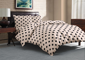 Комплект постельного белья 1,5сп LUCKY (пододеяльник 145х215см, простынь 150х220см, наволочки 50х70см-1шт) Горох крупный капучино поплин хлопок 100% 000000000001218278