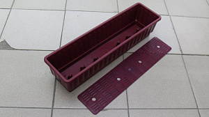 Ящик для цветов и рассады с дренажной решёткой 60х16х13 Вишнёвый пластик 000000000001194512