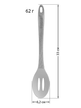 Ложка с прорезями 33x6,2x1,6см DE'NASTIA деревянная ручка мятный силикон 000000000001213957