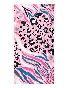 Полотенце пляжное с чехлом 75х150см Розовый гепард микрофибра полиэстер 000000000001227526