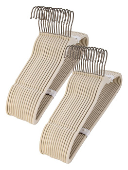 Набор плечиков для одежды 45х22см 30шт антискользящие бежевый пластик/флок 000000000001229809