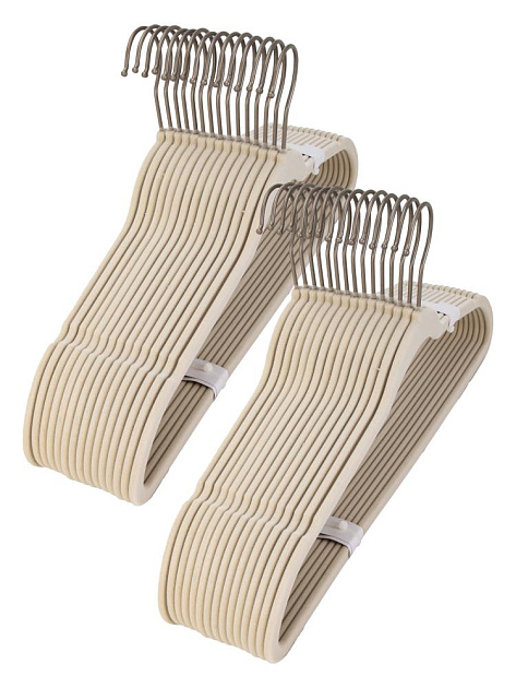 Набор плечиков для одежды 45х22см 30шт антискользящие бежевый пластик/флок 000000000001229809