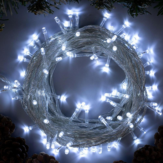 Гирлянда-Нить 10м 100LED LUAZON LIGHTING IP20 8 режимов 220В прозрачная нить свечение белое 000000000001207991