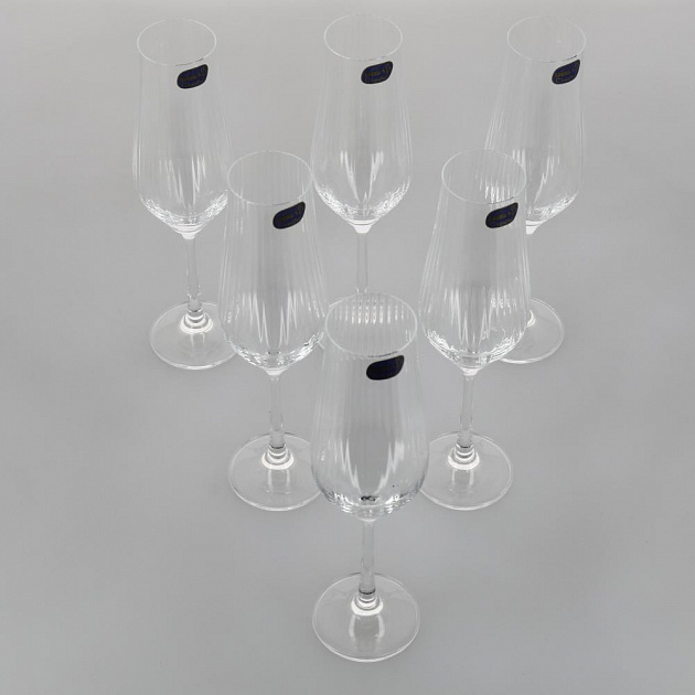 Набор бокалов для шампанского 6шт 170мл BOHEMIA CRISTAL Тулипа с оптикой стекло 000000000001203142