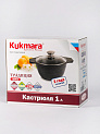 Кастрюля 1л KUKMARA Традиция стеклянная крышка антипригарное покрытие черный литой алюминий 000000000001204803