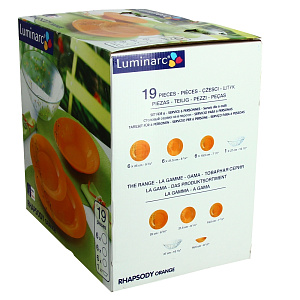 Столовый набор Rhapsody Orange Luminarc, 19 предметов 000000000001094759