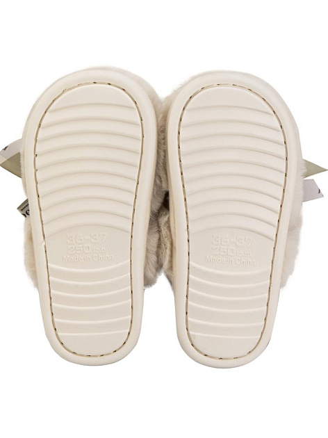 Тапочки домашние 36-37 женские меховые атласный бант молочный полиэстер/ПВХ 000000000001228920