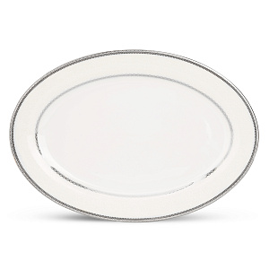 Блюдо овальное 30см Анжелика с серебром фарфор 000000000001219771
