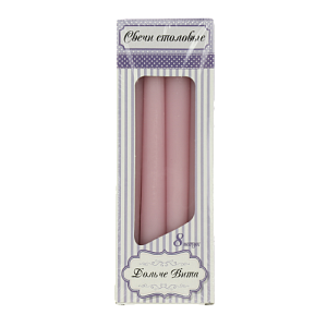 Набор свечи столовые 8шт Дольче Вита розовые 000000000001209293