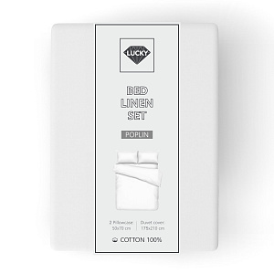 Комплект постельного белья 2,0сп LUCKY (пододеяльник, наволочки 50х70см-2шт) белый поплин хлопок 100% 000000000001213695