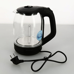 Чайник 1,8л Maxwell MW-1090 мощность 2200вт скрытый нагревательный элемент индикатор уровня воды подсветка корпус из термостойкого стекла 000000000001204162