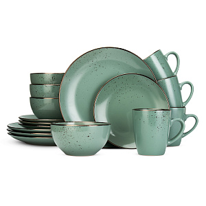 Набор столовой посуды 16 предметов малахит глянец керамика 000000000001219907
