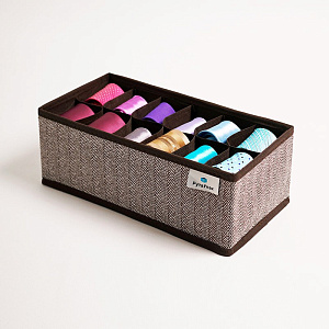 Органайзер для хранения 12 секций 30x15x11см РУТАУПАК коричневый ткань 000000000001211986