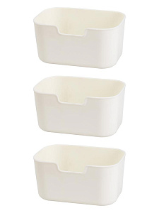 Набор контейнеров для хранения 3 шт без крышки 12х7х7см белый пластик_ST 000000000001228758