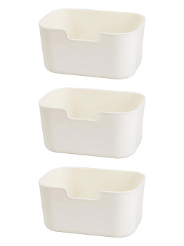 Набор контейнеров для хранения 3 шт без крышки 12х7х7см белый пластик_ST 000000000001228758