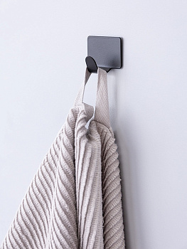 Набор крючков на липучке 2шт 2,5x4см DE'NASTIA черный матовый нержавеющая сталь 000000000001212659