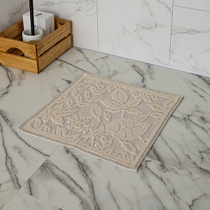 Коврик универсальный 50x50см DE'NASTIA цветы/листья молочный хлопок 100% 000000000001219481