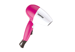 Фен Centek CT-2229. Мощность 1200Вт. 2скорости и температуры нагрева. Складная ручка. Белый/розовый. Пластик 000000000001213444