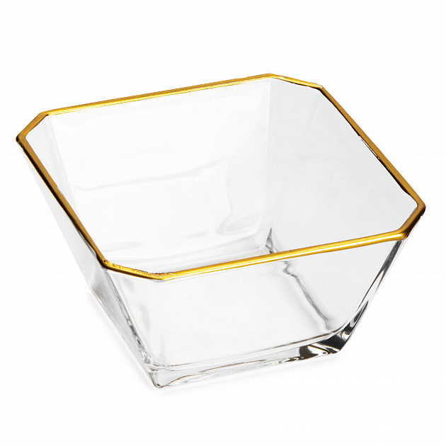 Салатник квадратный 10см GLASSCOM с золотой каймой стекло 000000000001219173