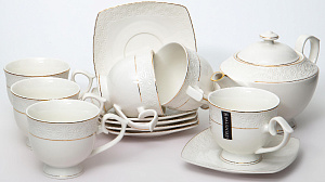 Набор чайный 13 предметов BALSFORD НЕЖНОСТЬ (чашка 300мл-6шт,блюдце-6шт,чайник 850мл) подарочная упаковка фарфор 000000000001207522