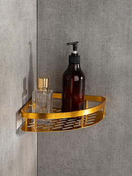 Полка навесная 28x21x5см DE'NASTIA угловая золотой алюминий 000000000001227441