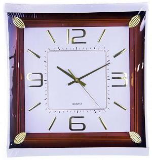 Часы настенные 34,8х34,8х4,2см GUTERWAHI квадратные дерево 000000000001213644